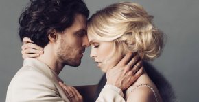 A loving bride and groom